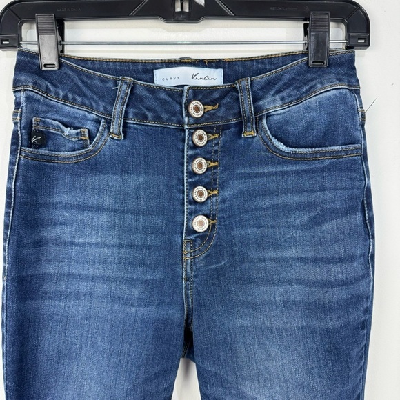 Kancan curvy button fly medium wash denim jeans skinny - Picture 3 of 5